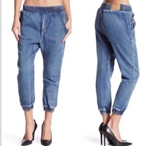 One Teaspoon Falcons Cropped Elastic Waist‎ Drop Rise  Sport Jeans NWOT Size XS